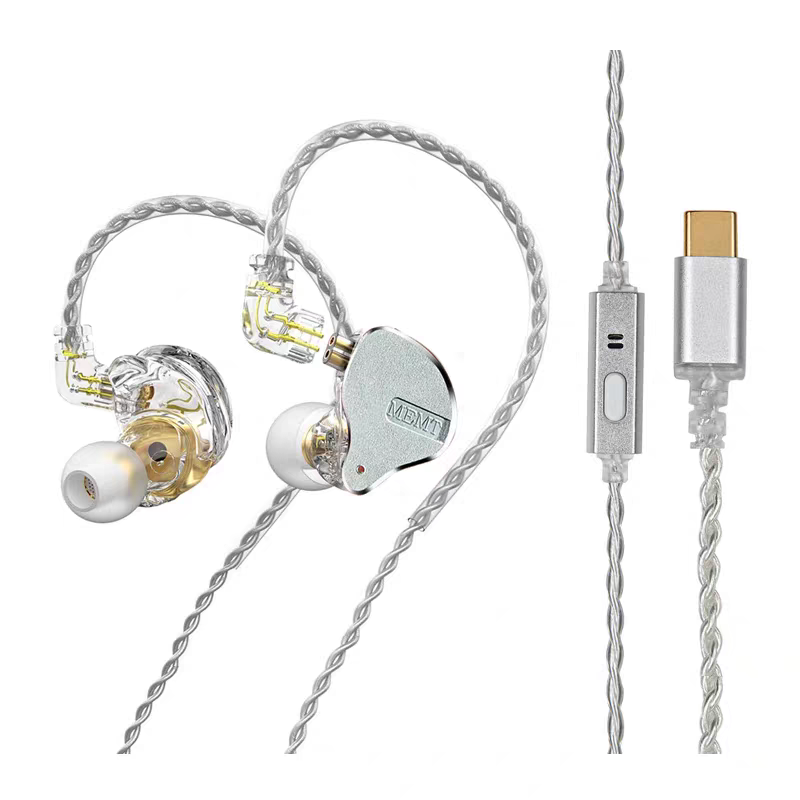 URIZONS USB C Jack Wired Earbuds with Mic Upgrade Line with 11mm double magnets Beryllium Driver In-Ear Wired Earphones - HIFI Type c Jack Wired Headphones Earplug Headset With 2Pin 0.78 OFC Twisted Silver Plated Deatachable Cables for Music