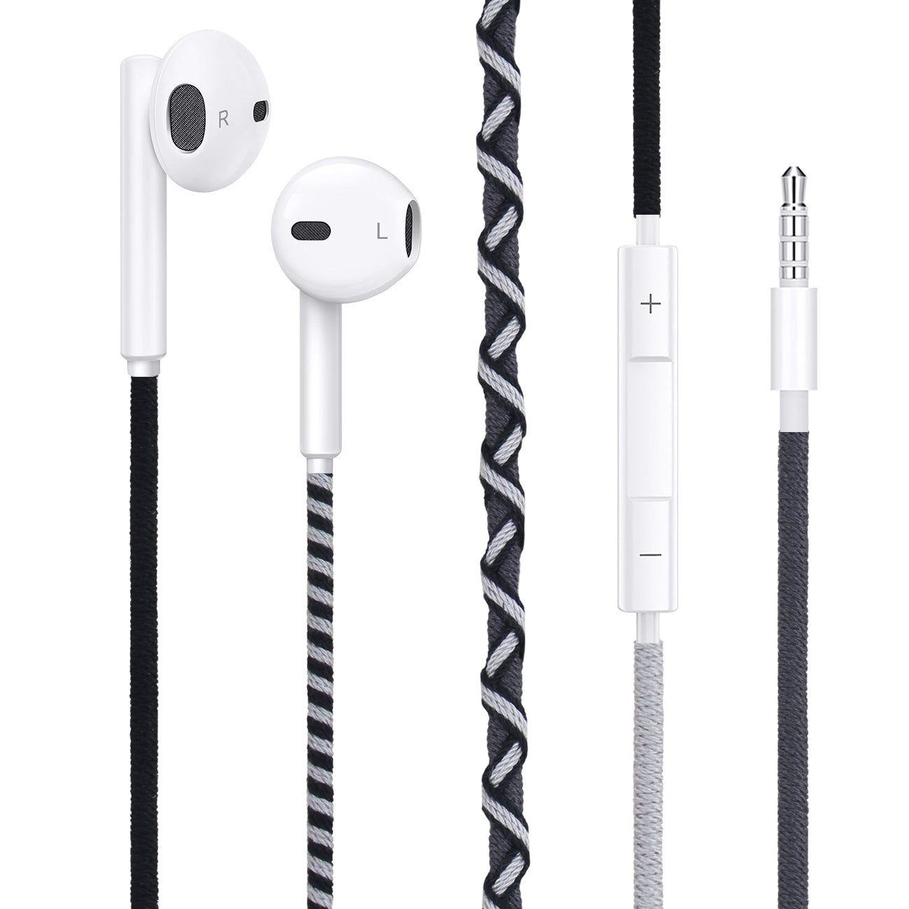 URIZONS 3.5mm Jack Colorful Braided Cord Wired Headphones - In-Ear Earbuds and Earphones with Mic for Cell phones for Kids