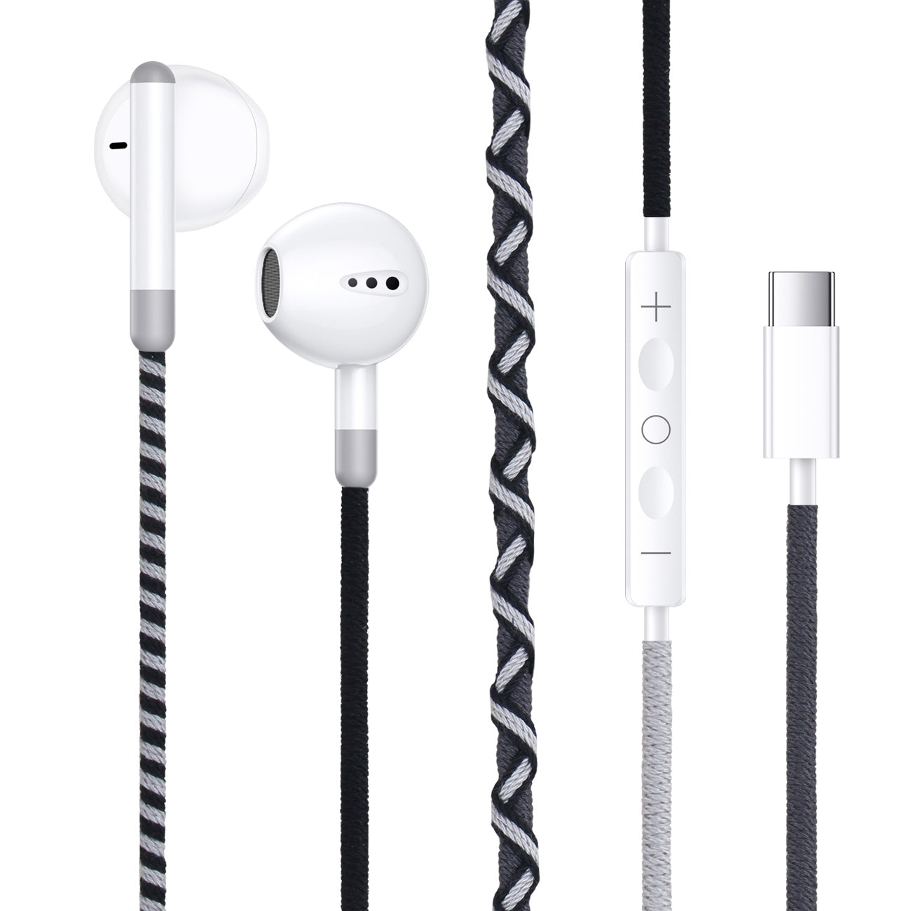 URIZONS Colorful Braided Cord In-Ear USB C Wired Headphones with Mic and Volume Adjustment for Iphone 15/16