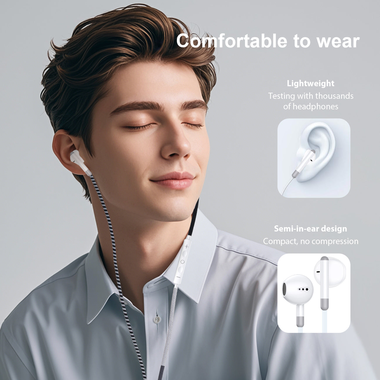 URIZONS Colorful Braided Cord In-Ear USB C Wired Headphones with Mic and Volume Adjustment for Iphone 15/16