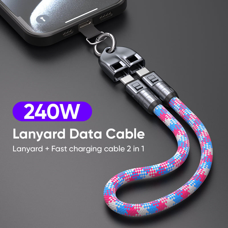 URIZONS 2 in 1 Function Anti-Lost Wristband 240W 5A Type C to Type C Fast Charging & Data USB C Cable 32cm Length + Short Wrist Strap Mobile Cell Phone Colorful Braided Lanyard PD3.1 Data Cord 0.3m dia for iPhone 15/16 for Android