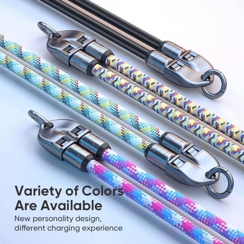 URIZONS 2 in 1 Function Cross-body Neck Strap + Braided Colorful TYPE C to C USBC PD 240 Watt 5A Charging Data Phone Charger Cable Type C to Type C Data Cable Support Fast Charging and Data Transmission 2 in 1 Cable 1.2M Length