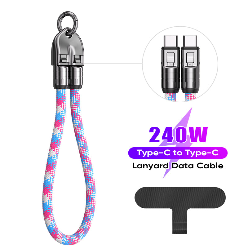 URIZONS 2 in 1 Function Anti-Lost Wristband 240W 5A Type C to Type C Fast Charging & Data USB C Cable 32cm Length + Short Wrist Strap Mobile Cell Phone Colorful Braided Lanyard PD3.1 Data Cord 0.3m dia for iPhone 15/16 for Android
