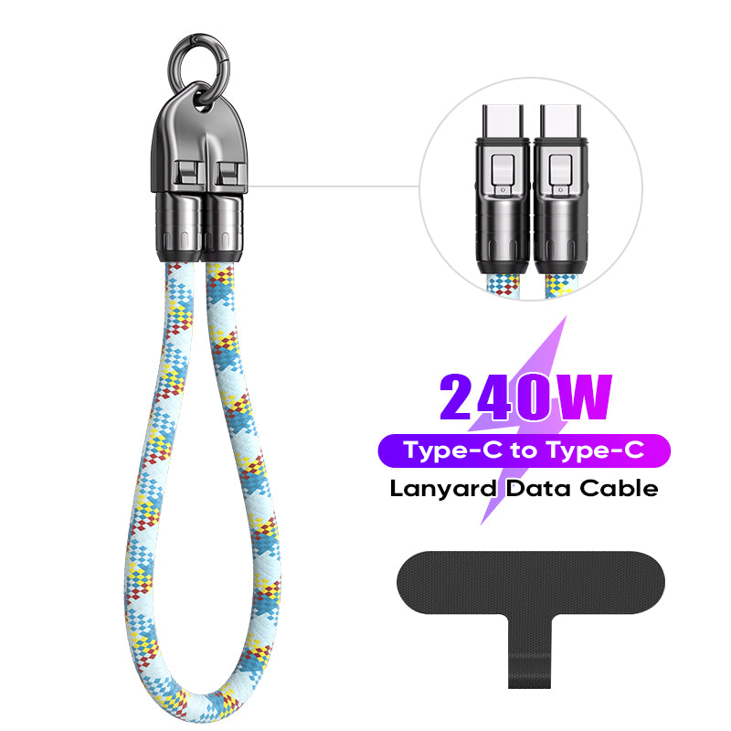 URIZONS 2 in 1 Function Anti-Lost Wristband 240W 5A Type C to Type C Fast Charging & Data USB C Cable 32cm Length + Short Wrist Strap Mobile Cell Phone Colorful Braided Lanyard PD3.1 Data Cord 0.3m dia for iPhone 15/16 for Android