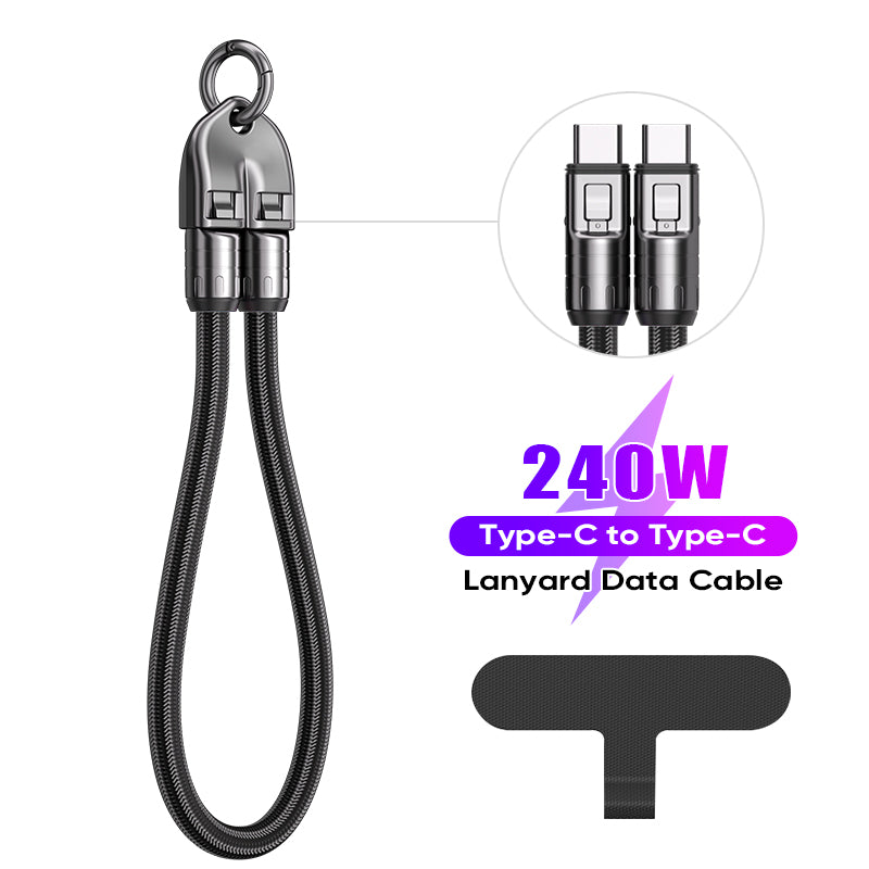 URIZONS 2 in 1 Function Anti-Lost Wristband 240W 5A Type C to Type C Fast Charging & Data USB C Cable 32cm Length + Short Wrist Strap Mobile Cell Phone Colorful Braided Lanyard PD3.1 Data Cord 0.3m dia for iPhone 15/16 for Android