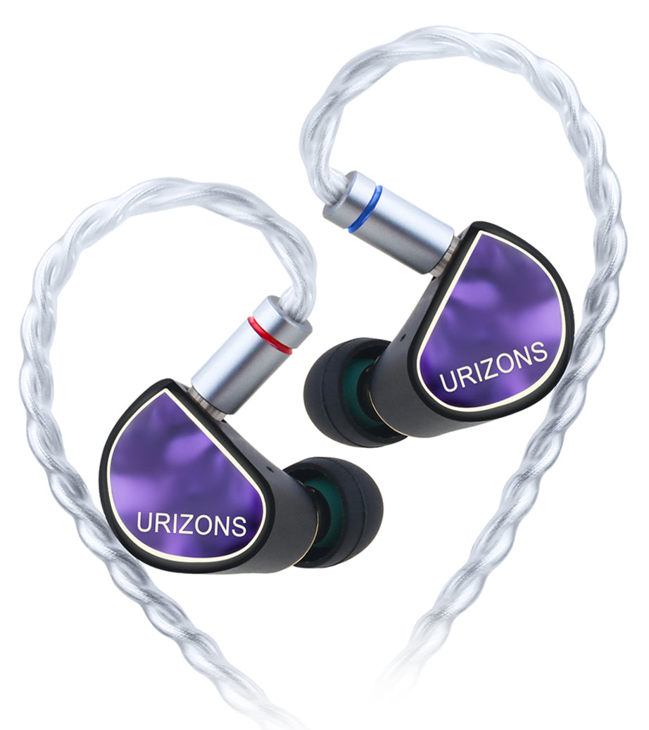URIZONS 3.5mm Wired Oxygen-Free Copper Silver-plated Wire Headsets - HIFI Monitor In-Ear Headphone with High Resolution, No Distortion with 8.8MM Beryllium Diaphragm Driver 0.78mm 2pins Detachable Cable Zinc Alloy Earbud Case for Mobile Phone/Music