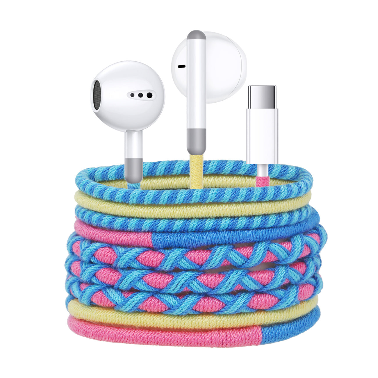 URIZONS Colorful Braided Cord In-Ear USB C Wired Headphones with Mic and Volume Adjustment for Iphone 15/16