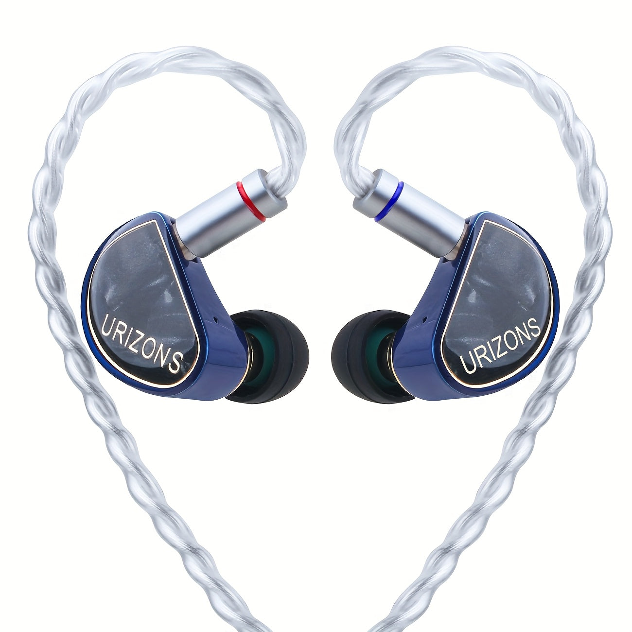 URIZONS 3.5mm Wired Oxygen-Free Copper Silver-plated Wire Headsets - HIFI Monitor In-Ear Headphone with High Resolution, No Distortion with 8.8MM Beryllium Diaphragm Driver 0.78mm 2pins Detachable Cable Zinc Alloy Earbud Case for Mobile Phone/Music
