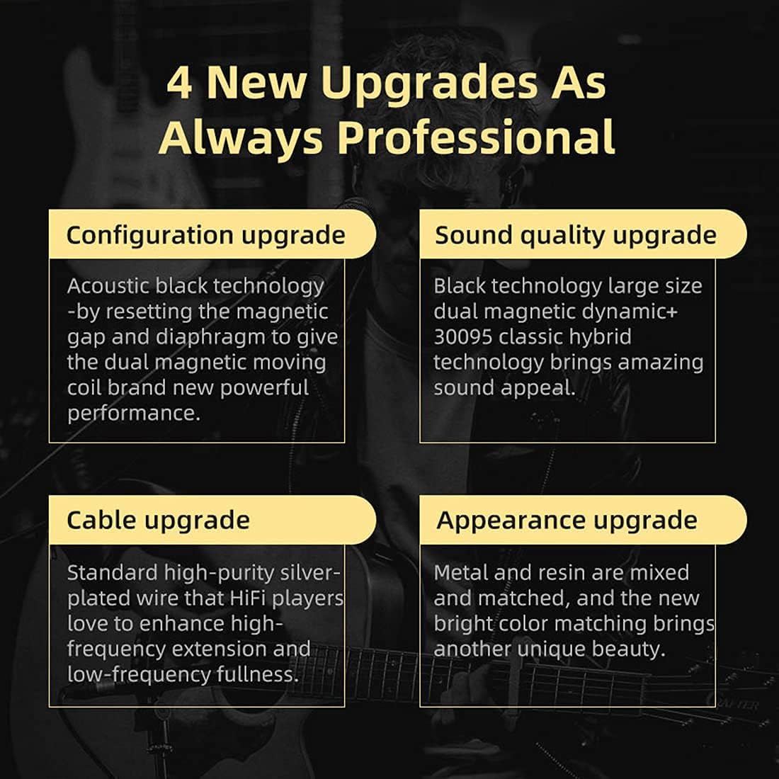 URIZONS 3.5mm Wired Oxygen-Free Copper Silver-plated Wire Headsets - HIFI Monitor In-Ear Headphone with High Resolution, No Distortion with 8.8MM Beryllium Diaphragm Driver 0.78mm 2pins Detachable Cable Zinc Alloy Earbud Case for Mobile Phone/Music