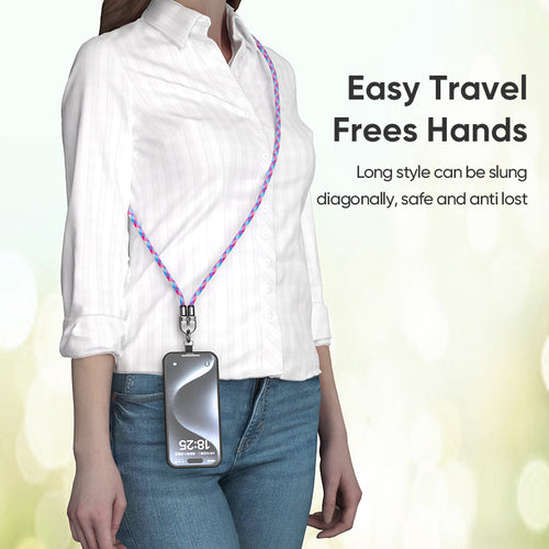 URIZONS 2 in 1 Function Cross-body Neck Strap + Braided Colorful TYPE C to C USBC PD 240 Watt 5A Charging Data Phone Charger Cable Type C to Type C Data Cable Support Fast Charging and Data Transmission 2 in 1 Cable 1.2M Length