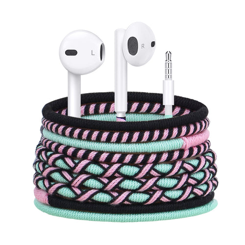 URIZONS 3.5mm Jack Colorful Braided Cord Wired Headphones - In-Ear Earbuds and Earphones with Mic for Cell phones for Kids