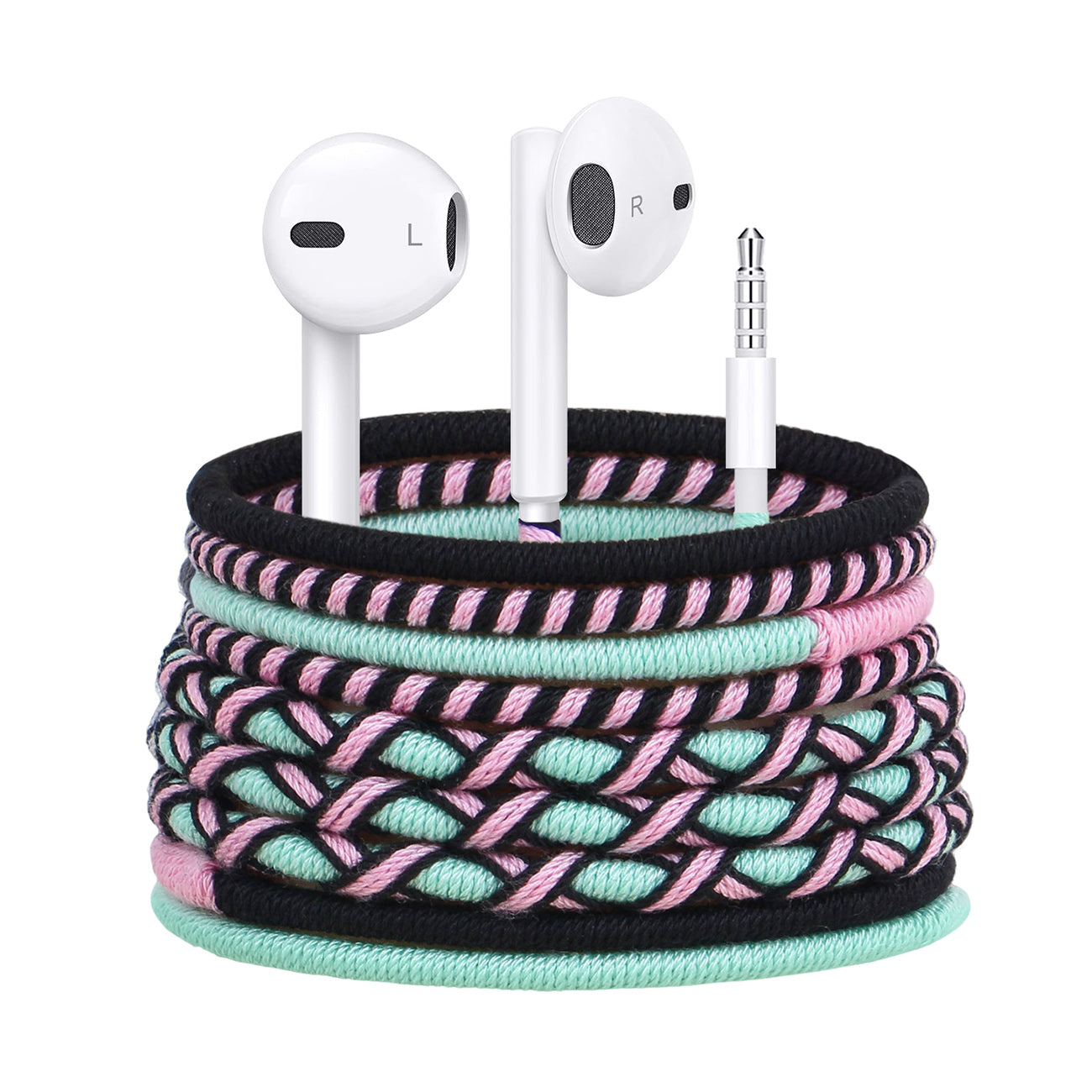 URIZONS 3.5mm Jack Colorful Braided Cord Wired Headphones - In-Ear Earbuds and Earphones with Mic for Cell phones for Kids