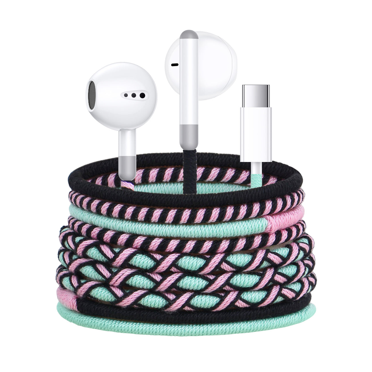 URIZONS Colorful Braided Cord In-Ear USB C Wired Headphones with Mic and Volume Adjustment for Iphone 15/16
